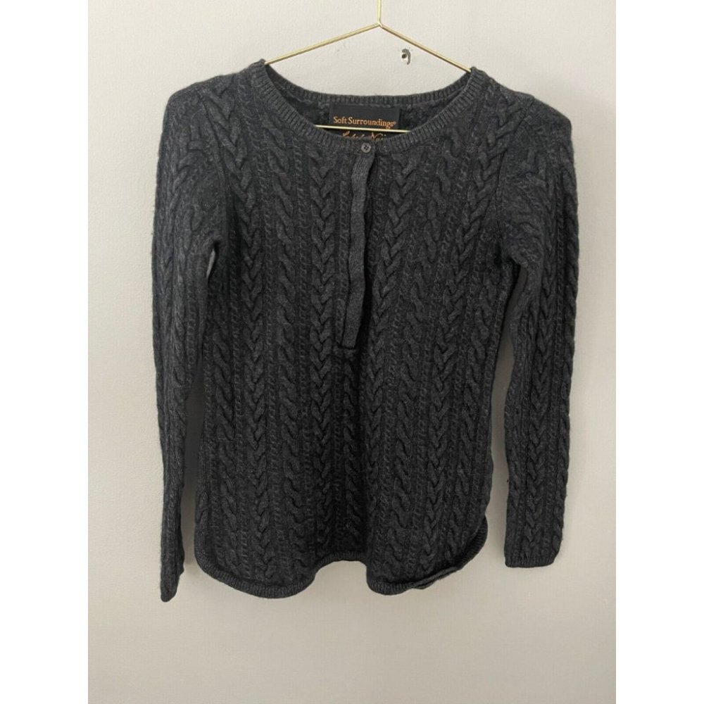Soft Surrounding Sweater XS Black Crew Neck Long Sleeve Very Soft Cardigan
